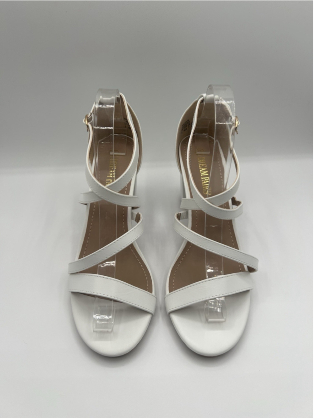 Dream Pairs Heel Sandals Crisscross Strap White Faux Leather Women’s Size 9 NWOB - Picture 4 of 10